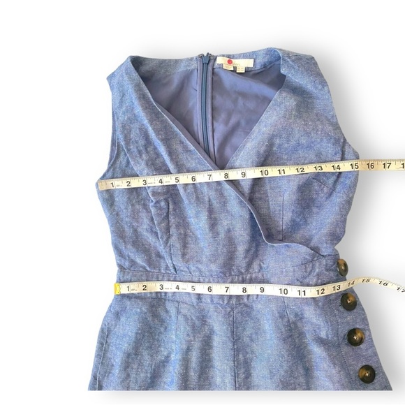 Boden Dorothea Wrap Jumpsuit Women’s Chambray Cropped V-Neck One Piece Jumpsuit - Picture 11 of 13